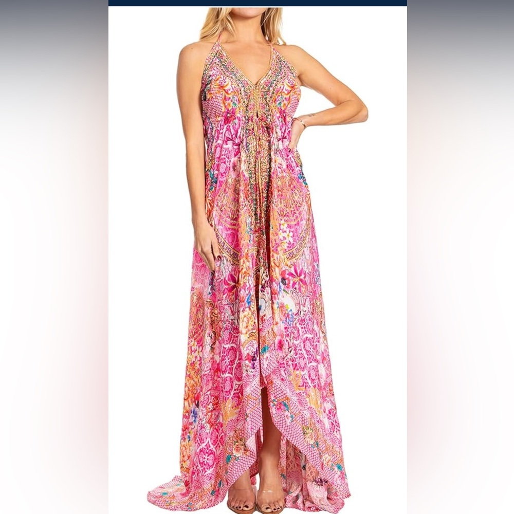 Sakkas Pink Multicolor High Low Dress